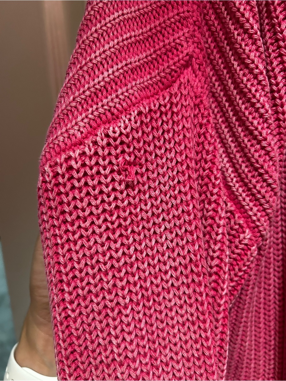 aerie Women's Hot Pink Knit Zip Hoodie Cardigan - Picture 4 of 4